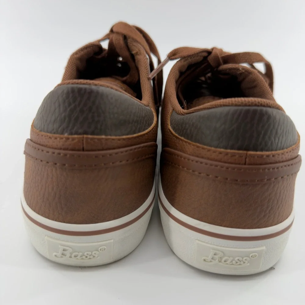 Bass Mens Brown Faux‎ Leather Low Top Lace Up Sneakers Casual Shoes Size 8